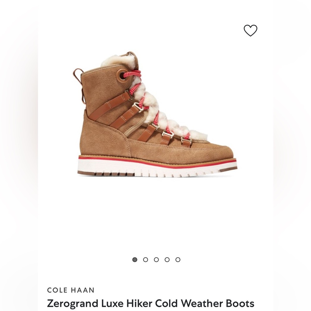 Cole Haan Tan Winter Boots with Red Details